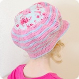 Ballonm�tze Masch&Match 'Marie' pink-blau - mit Bio-Baumwolle