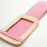 Handytasche aus Ecopell-Leder mit Sichtfenster; Vichy rosa