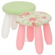 Kinderhocker wei� mit Wende-Sitzbezug Flora wei�/Vichy gr�n