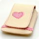 Handytasche aus Ecopell-Leder mit Sichtfenster; Vichy rosa